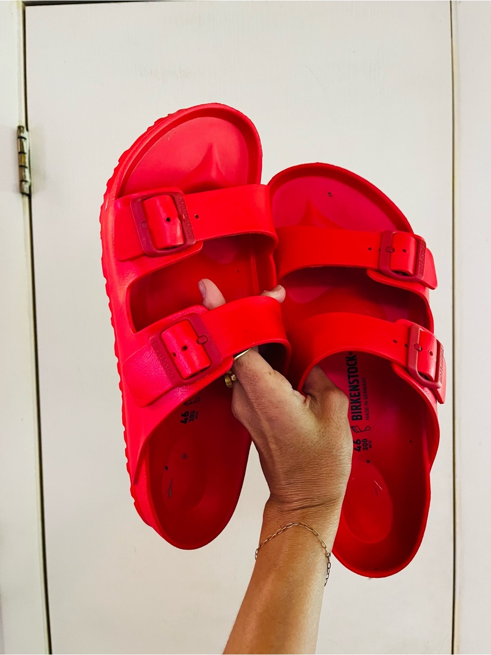 Men’s Birkenstock Bright Red Arizona Coastal 2 Strap Eva Slip On Beachy Sandle